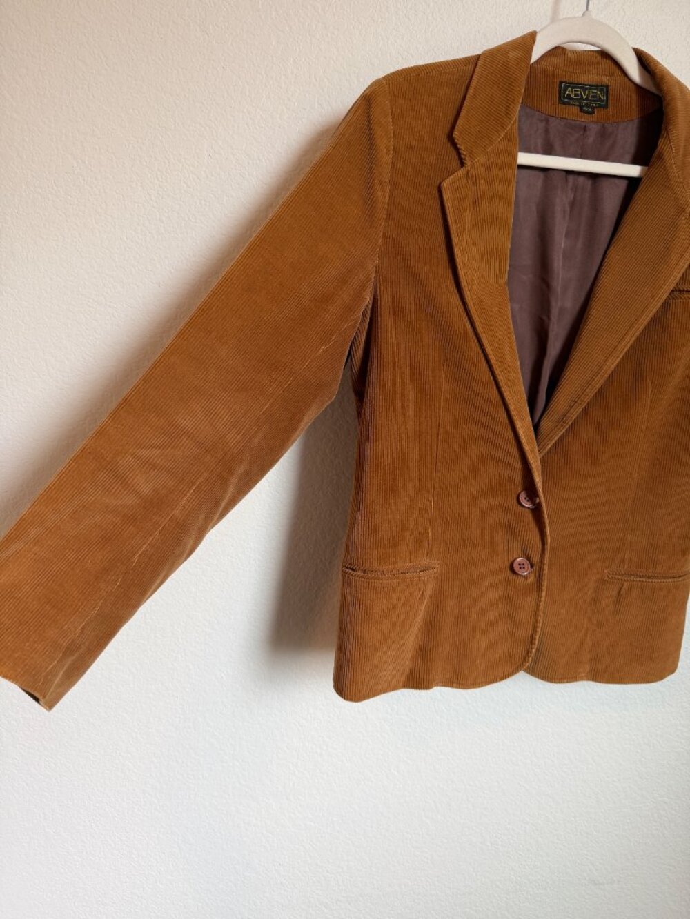 Vintage ABVIEN Camel Brown Corduroy Blazer Jacket Cotton Tailored Academia - Picture 4 of 8